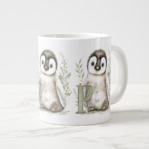 Cute Watercolour Baby Animals Alphabet Penguin Large Coffee Mug