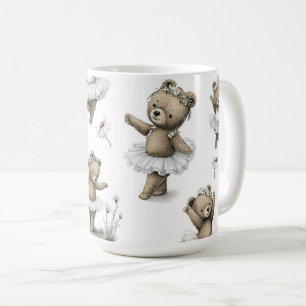 Cute Watercolour Ballerina Bear Design in tutus Coffee Mug