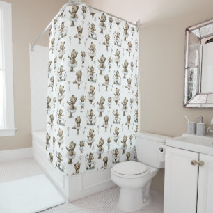 Cute Watercolour Ballerina Bear Design in tutus Shower Curtain