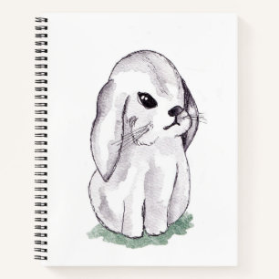 Cute watercolour bunny rabbit notebook