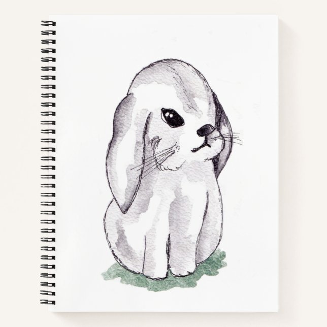 Cute watercolour bunny rabbit notebook (Front)