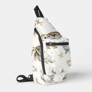 Cute Watercolour Ocean Baby Animals Sling Bag