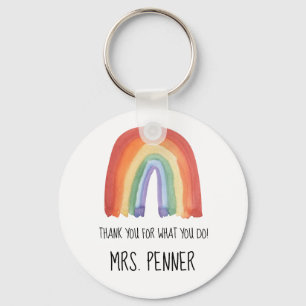 Cute watercolour rainbow thank you gift key ring