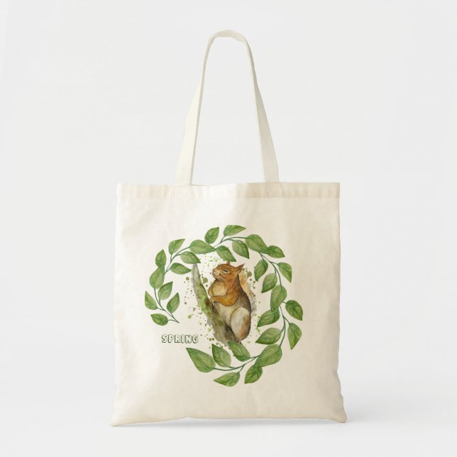 Cute watercolour squirrel tote bag (Front)