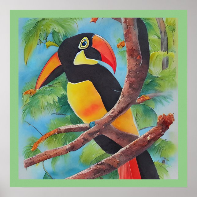 Cute watercolour style Toucan  Poster (Front)