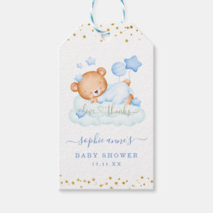 Cute Watercolour Teddy Bear Boy Baby Shower Gift Tags