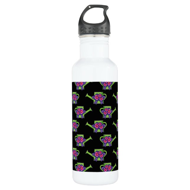 Cute Watering Can with Flowers Bouquet 710 Ml Water Bottle (Front)