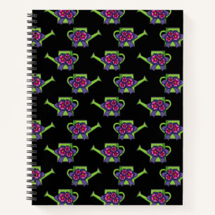 Cute Watering Can with Flowers Bouquet Notebook