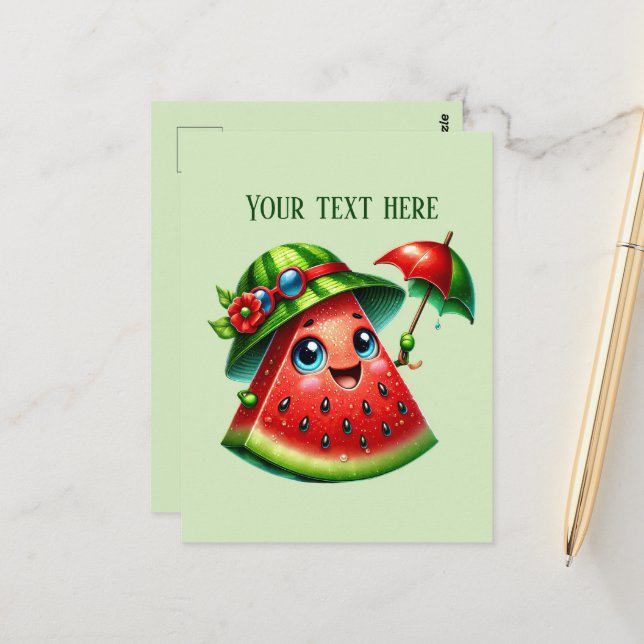 Cute watermelon add text  postcard (Front/Back In Situ)