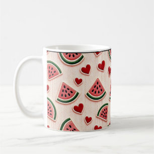 Cute Watermelon and Hearts Pattern Coffee Mug - Sw