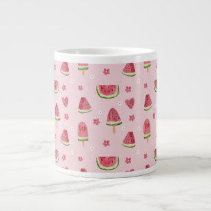Cute Watermelon and Popsicle Seamless Pattern  Large Coffee Mug
