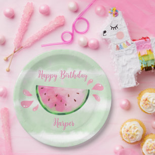 Cute Watermelon Birthday Party Paper Plate