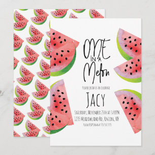 Cute Watermelon Birthday Watercolor Summer Party Invitation