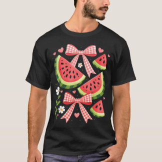 Cute Watermelon Bow Coquette Summer Aesthetic T-Shirt