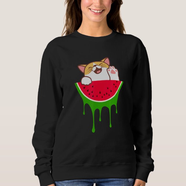 Cute Watermelon Cat Cat Summer Fruit Sweatshirt (Front)