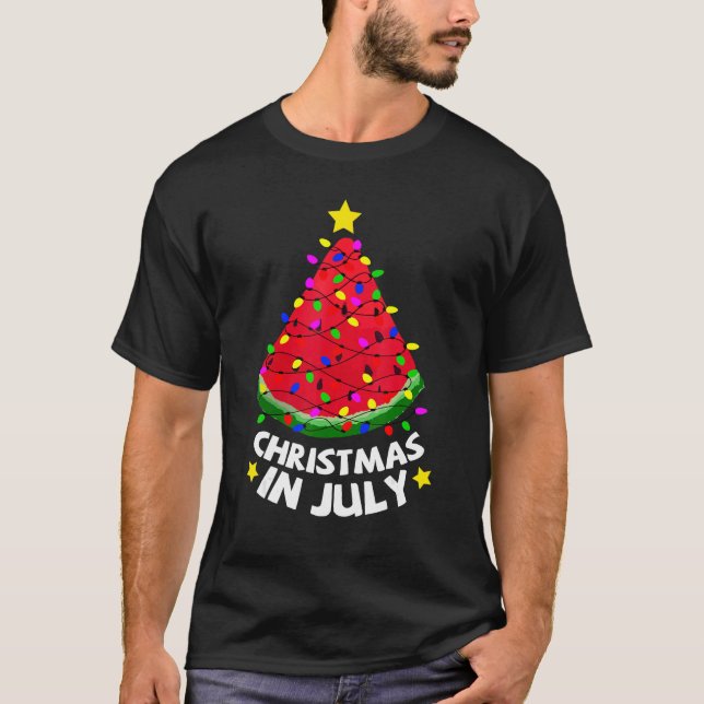 Cute Watermelon Christmas In July Summer Beach Xma T-Shirt (Front)