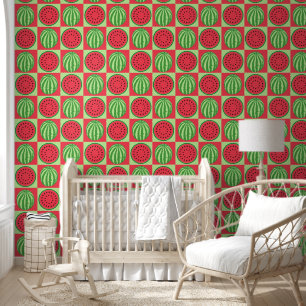 Cute Watermelon Fruit Pattern Kids Nursery Room Wallpaper