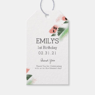 Cute Watermelon Glitter and Paint Strokes Birthday Gift Tags