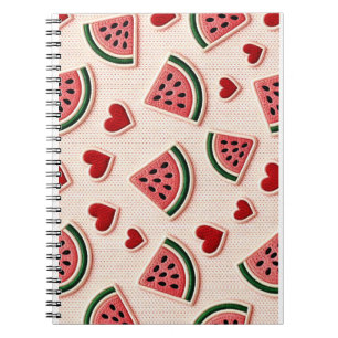 Cute Watermelon & Hearts Pattern Aesthetic School Notebook