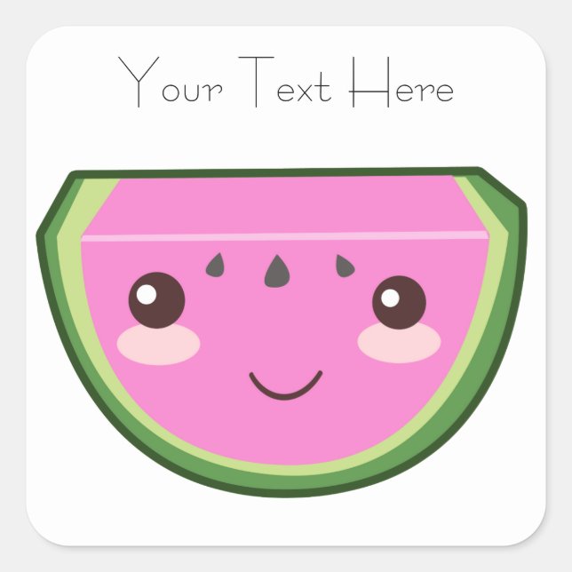 Cute Watermelon Illustration Square Sticker (Front)