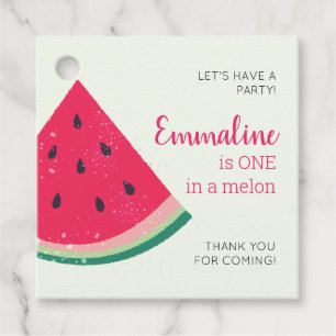 Cute Watermelon One In A Melon 1st Birthday Favour Tags