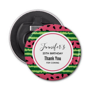 Cute Watermelon Pattern Pink & Green Birthday Bottle Opener