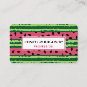 Cute Watermelon Pattern Pink & Green Business Card