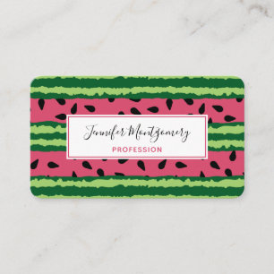 Cute Watermelon Pattern Pink & Green Business Card