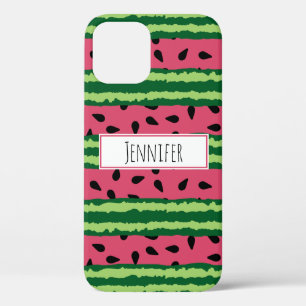 Cute Watermelon Pattern Pink & Green iPhone 12 Case