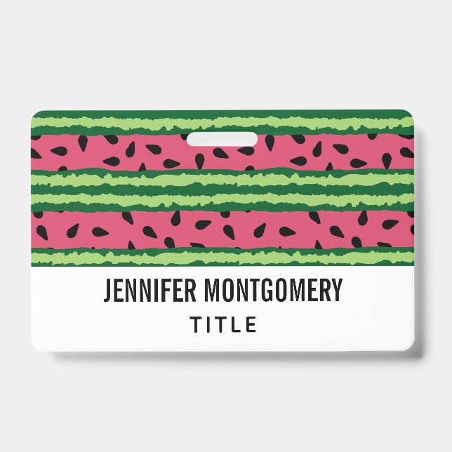 Cute Watermelon Pattern Pink & Green ID Badge (Front)