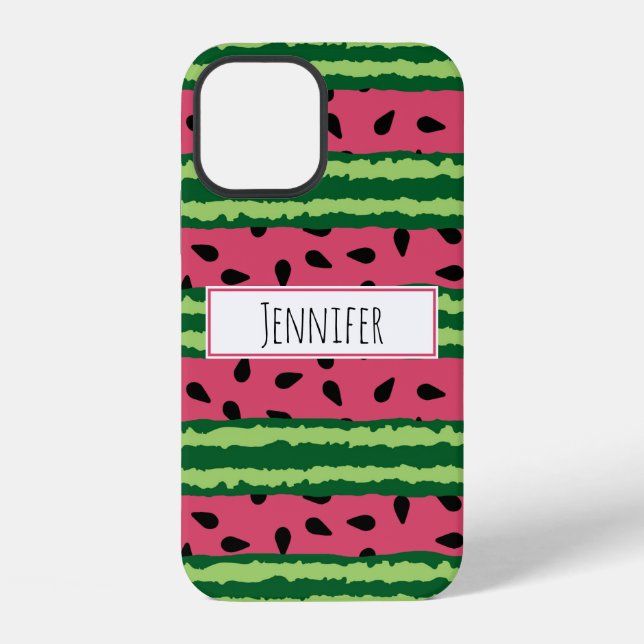 Cute Watermelon Pattern Pink & Green iPhone Case (Back)