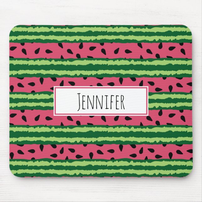 Cute Watermelon Pattern Pink & Green Mouse Mat (Front)