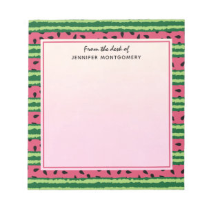 Cute Watermelon Pattern Pink & Green Notepad