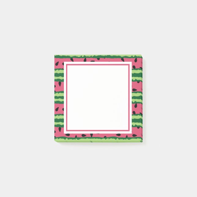 Cute Watermelon Pattern Pink & Green Post-it Notes (Front)