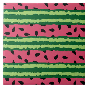 Cute Watermelon Pattern Pink & Green Tile