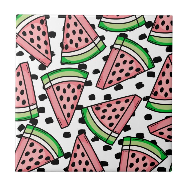 Cute Watermelon Pattern Tile (Front)