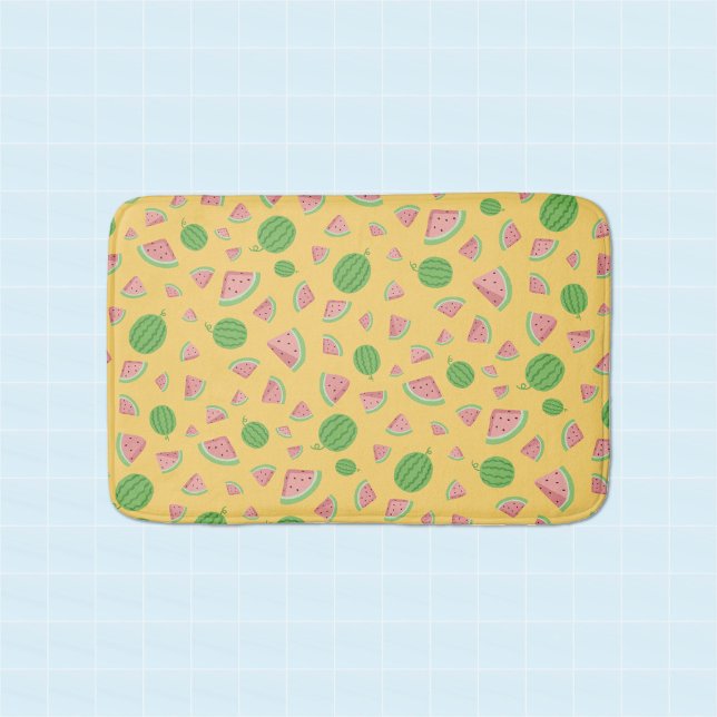 Cute Watermelon Pattern yellow Bath Mat (Summer Must-Have: Watermelon Bath Mat.)