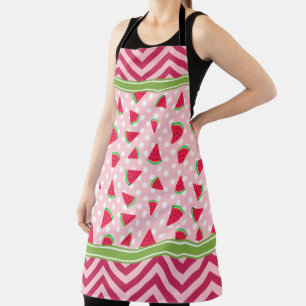 Cute Watermelon Polka Dot & Chevron Pink Apron