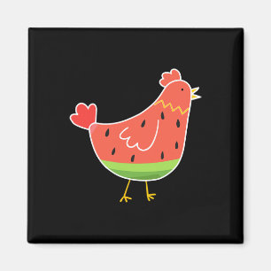 Cute Watermelon Print Chicken Lover Farmer Summer  Magnet