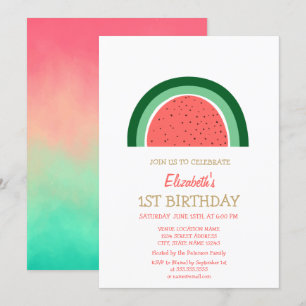 Cute Watermelon Rainbow Birthday   Invitation
