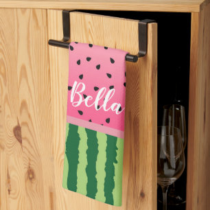 Cute Watermelon Rind and Seeds Personalised Tea Towel