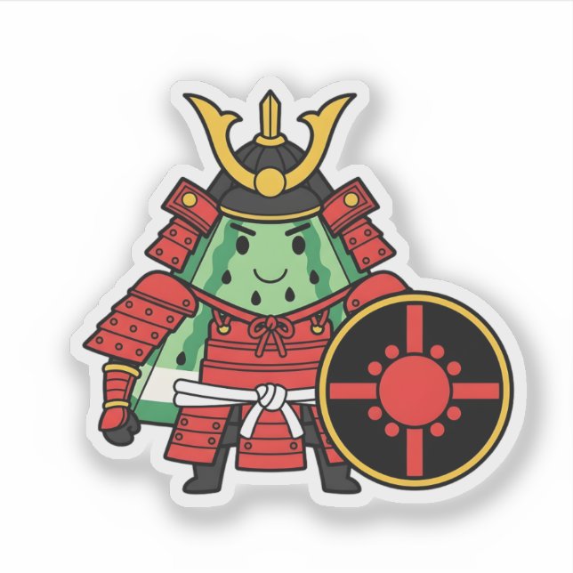 Cute Watermelon Shogun Samurai Warrior Illustratio (Front)