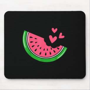 Cute Watermelon Slice Bitten With Hearts Summer Mouse Mat