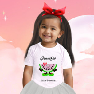 Cute Watermelon Slice Little Sweetie Personalised Baby T-Shirt