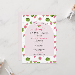 Cute Watermelon Summer Pink Girl Baby Shower Invitation