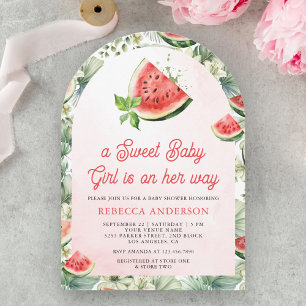 Cute Watermelon Sweet Baby Girl Arch Baby Shower Invitation