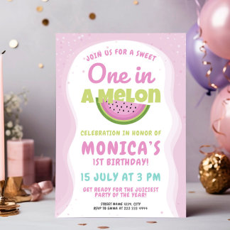 Cute Watermelon Theme Birthday Invitation