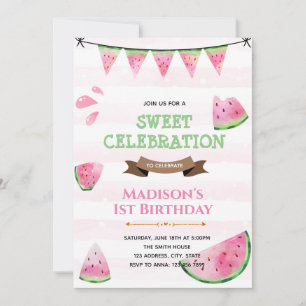 Cute watermelon theme party invitation