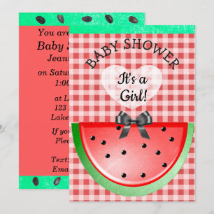 Cute Watermelon Themed Girl's Baby Shower Invitation