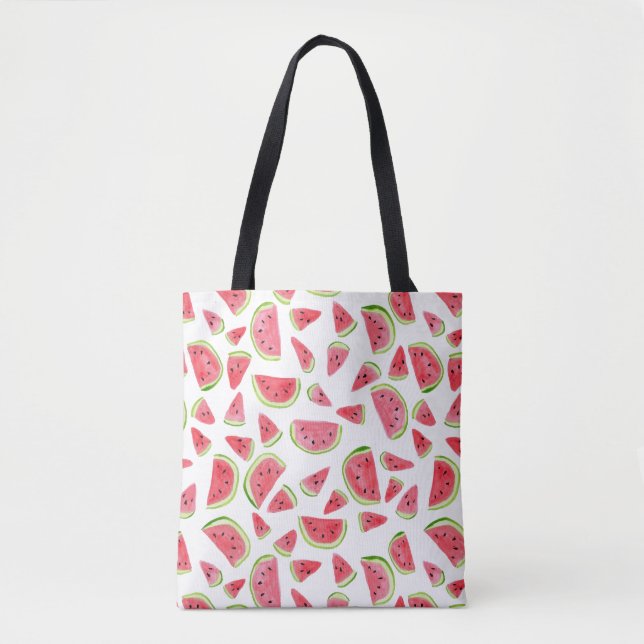 Cute watermelon tote bag - hand painted pattern (Front)